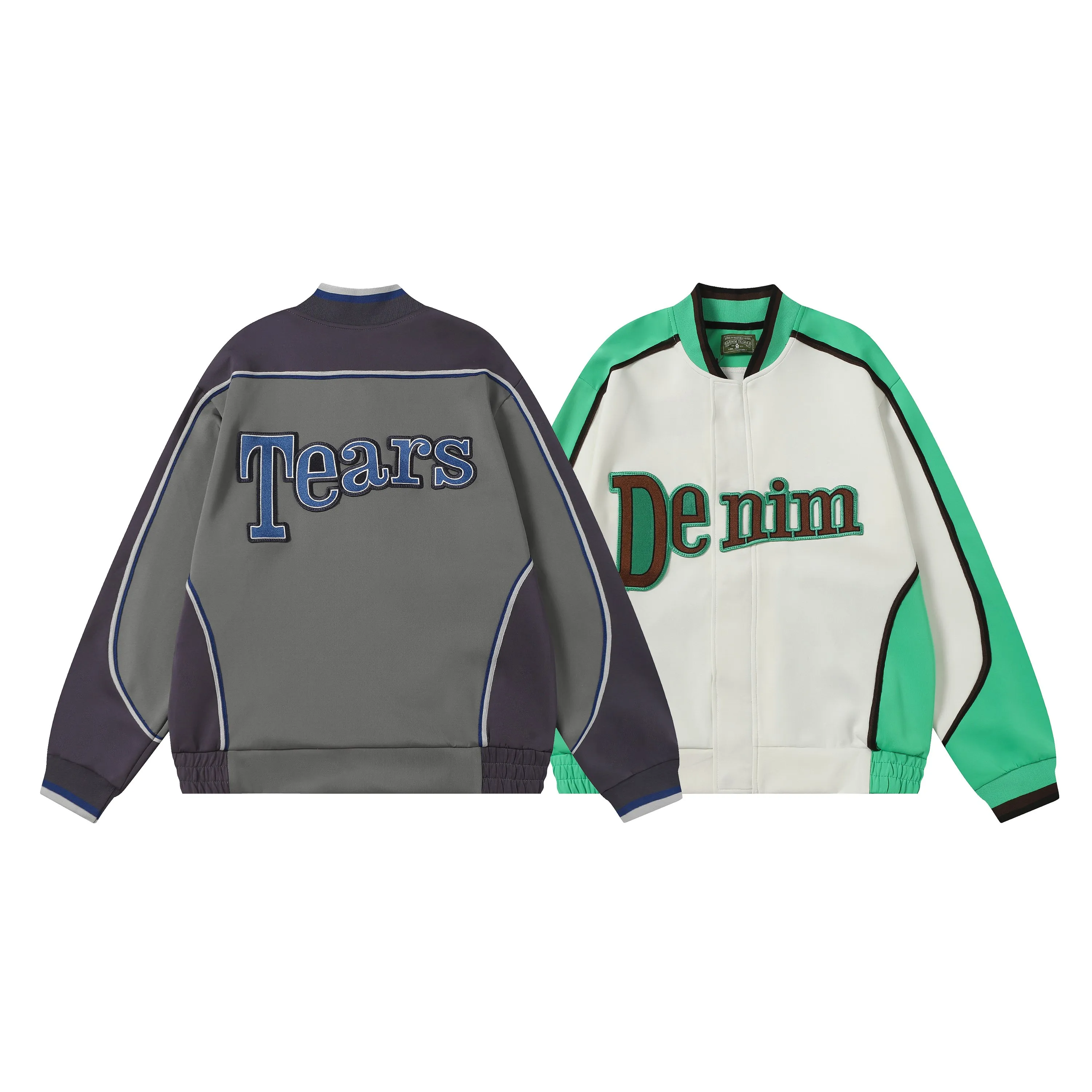 P226 2208# DENIM TEARS kapok European and American trendy brand high-quality air layer casual jacket suit. Fabric weight 320 grams. Customized thread dyeing with consistent color. Color Gray Green Size S-XL